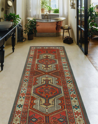 Fine Vintage Distressed Ode Rust/Ivory Runner, 3'1 x 10'0