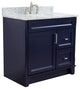 37" Single Sink Vanity, Blue Finish With White Carrara Marble