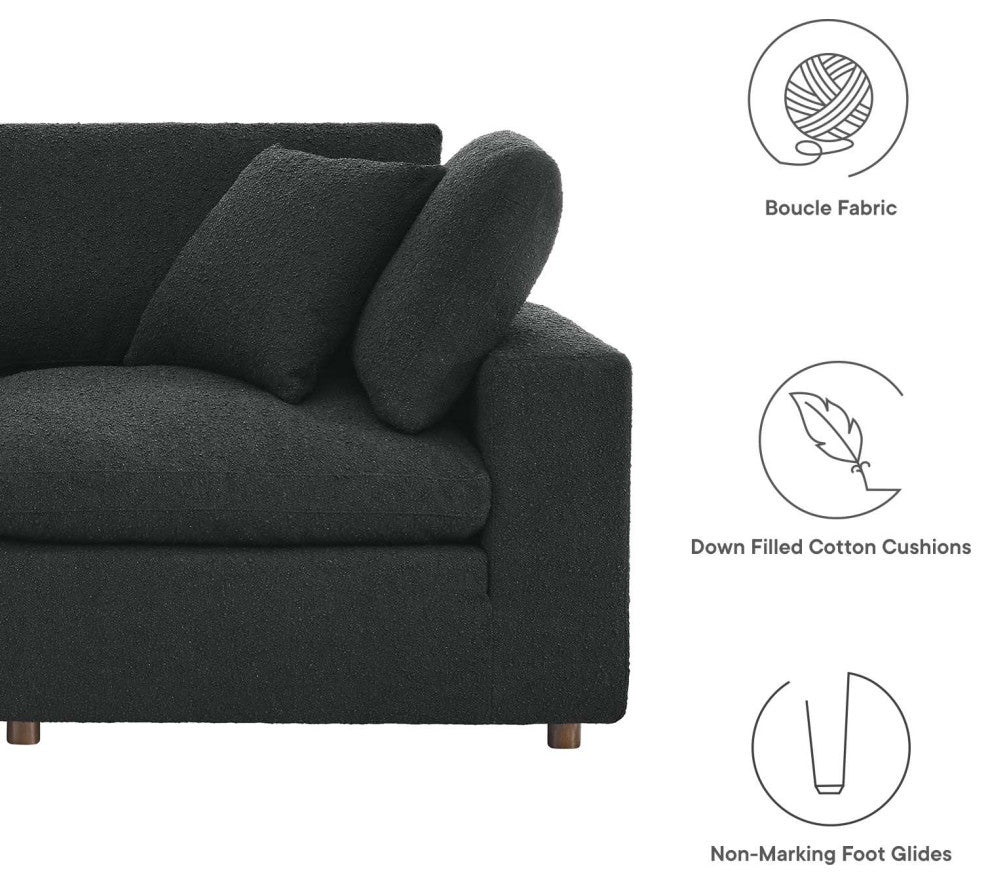 Commix Down Filled Overstuffed Boucle 5-Piece Sectional Sofa, Black