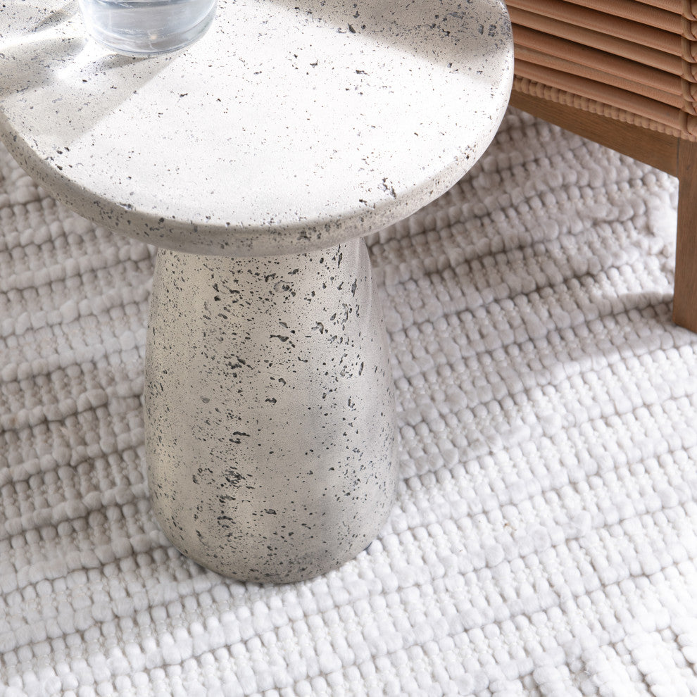 Collins 19" Concrete Outdoor Accent Table by Kosas Home, Light Grey