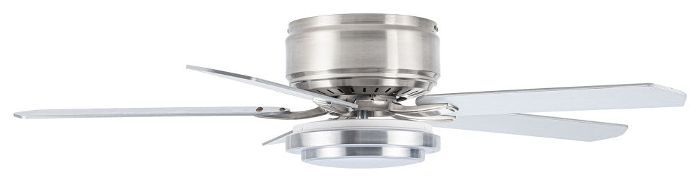 52-inch Modern Satin Nikel Flush Mount Ceiling Fan with Light
