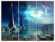 "The Towers of Gremor Alien Planet" Digital Metal Wall Art, 3 Panels, 36"x28"
