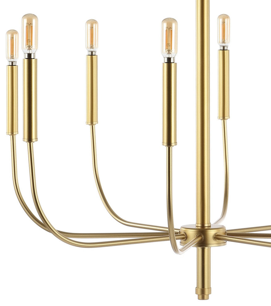 Amoros 27.25" 8-Light Modern Mid-Century Iron LED Chandelier, Gold Painting