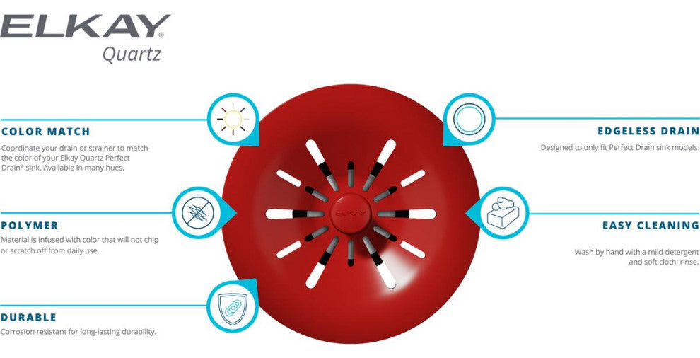 LKPDQSCN Elkay Quartz Perfect Drain 3-1/2" Removable Polymer Strainer, Ches
