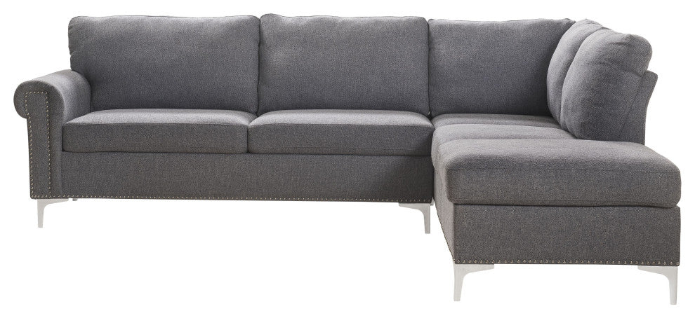 Melvyn Sectional Sofa, Gray Fabric
