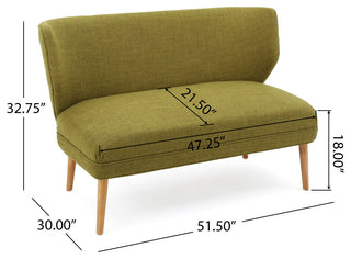 GDF Studio Dumont Mid Century Modern Fabric Loveseat Sofa Settee, Green