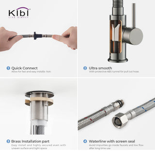 Aurora Single Handle Pull Down Kitchen Faucet, Titanium, W/O Soap Dispenser