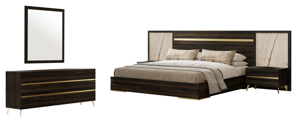 Nova Domus Velondra, Modern Eucalypto + Marble Bedroom Set, Queen