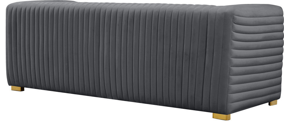 Ravish Velvet Upholstered Chair, Gray, Sofa