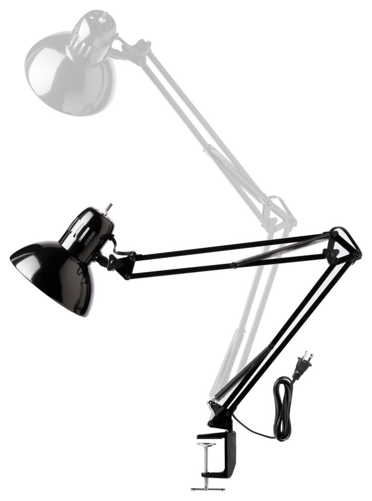 Globe Electric 56963 1 Light 32" Clamp On Swing Arm Desk Lamp - Black