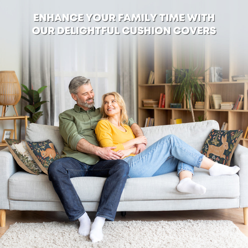 Running Rabbit in Blue  European Cushion Cover