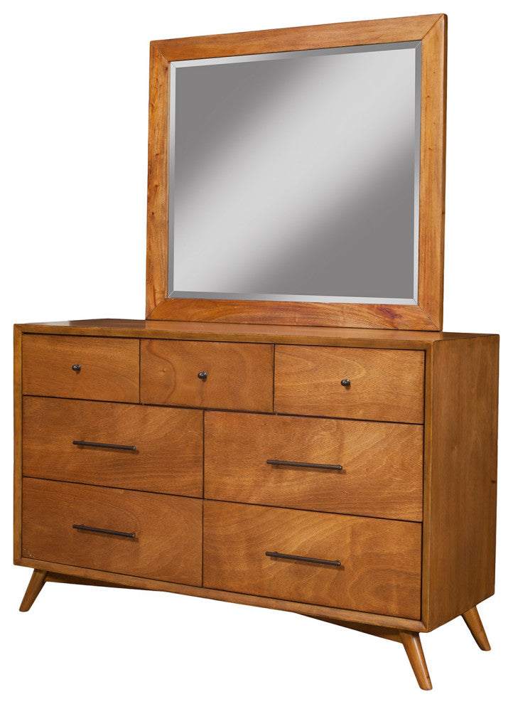 Flynn Mid Century Modern 7 Drawer Dresser, Acorn
