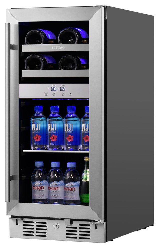 Titan Signature 15" 8 bottle 40 can SS Door Dual Zone Wine and Beverage Cooler