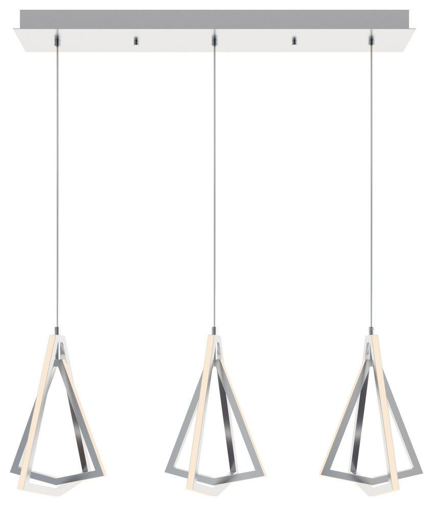 Gianna Linear Three Pendant, 3000K 120V, Satin Nickel