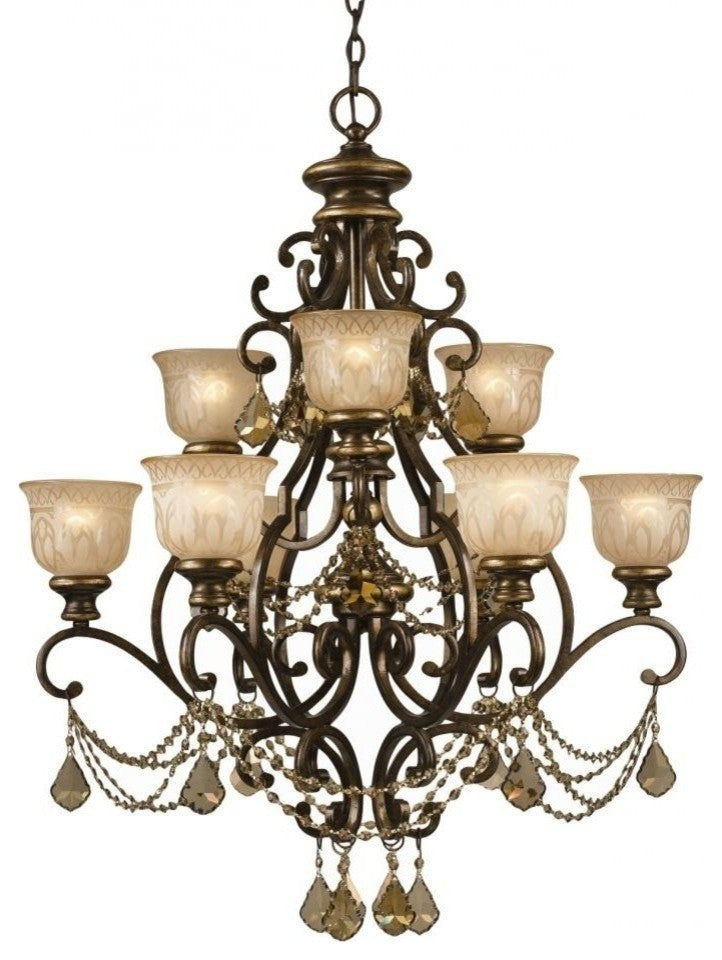 Crystorama 7509-BU-GT-S, 9-Light Chandelier, Bronze Umber