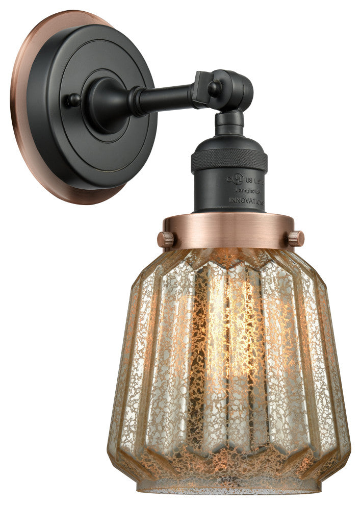 INNOVATIONS LIGHTING 203BK-BPAC-HRAC-G146 Chatham 1 Light Mixed Metals Sconce