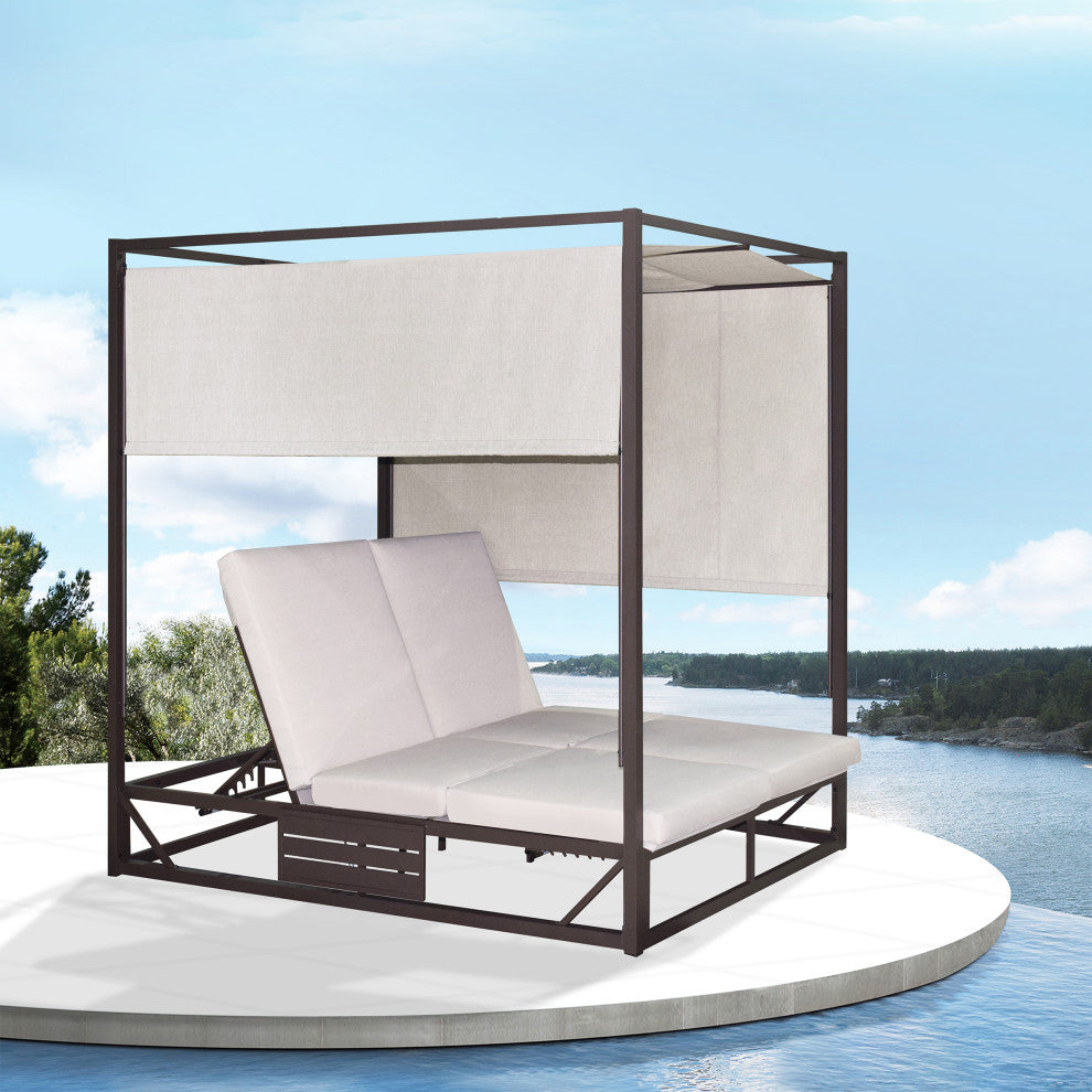 Outdoor Rectangular Patio Daybed, Beige