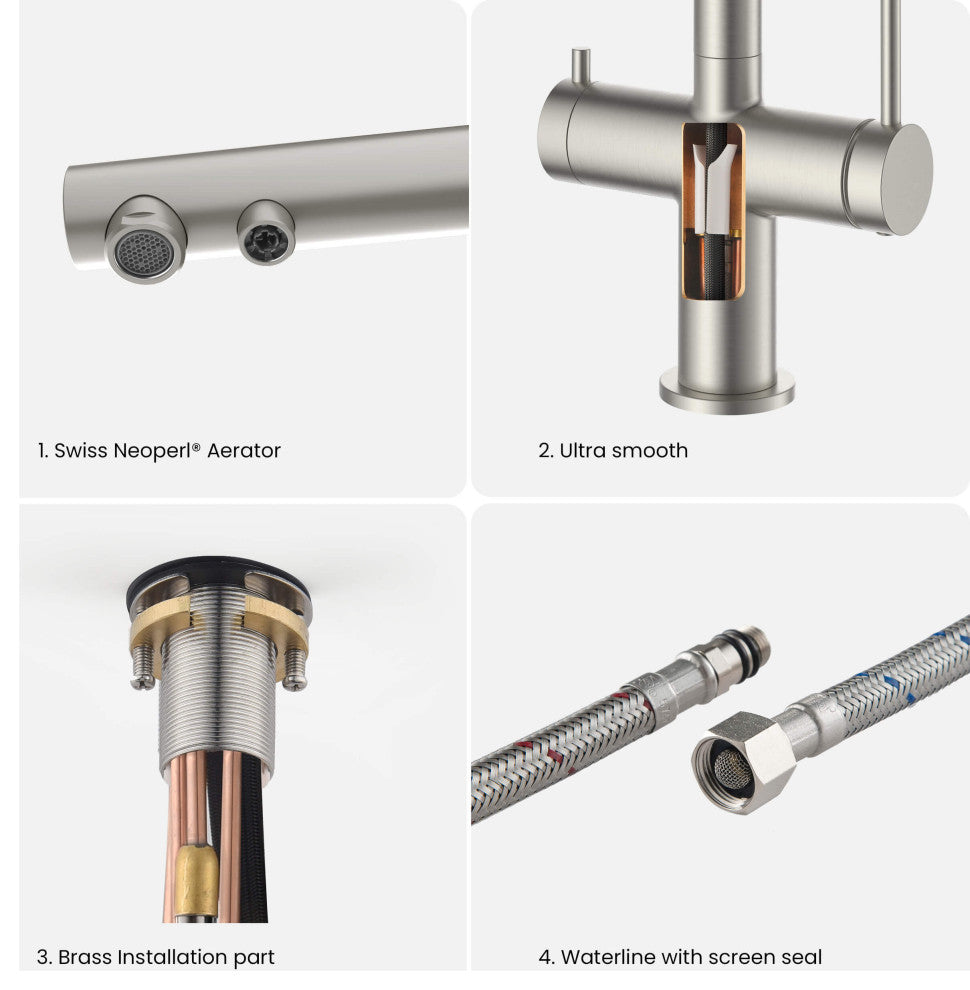 Circular 2-in-1 Water Filter Kitchen Pull Out Faucet, Brushed Nickel