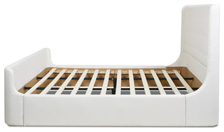 Brooks Contemporary Tufted Shelter Platform Bed, Antique White Polyester, King