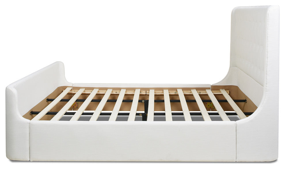 Brooks Contemporary Tufted Shelter Platform Bed, Antique White Polyester, King