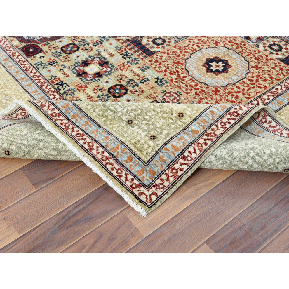 Green Shiny Wool Hand Knotted Super Fine Peshawar 200 KPSI Rug 8'2" x 10'0"