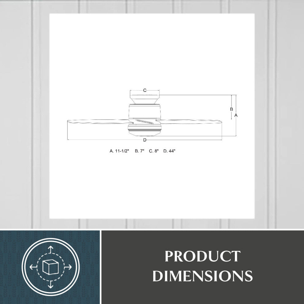 Armon Flush Mount 44" Ceiling Fan With LED Light Kit and Remote, White