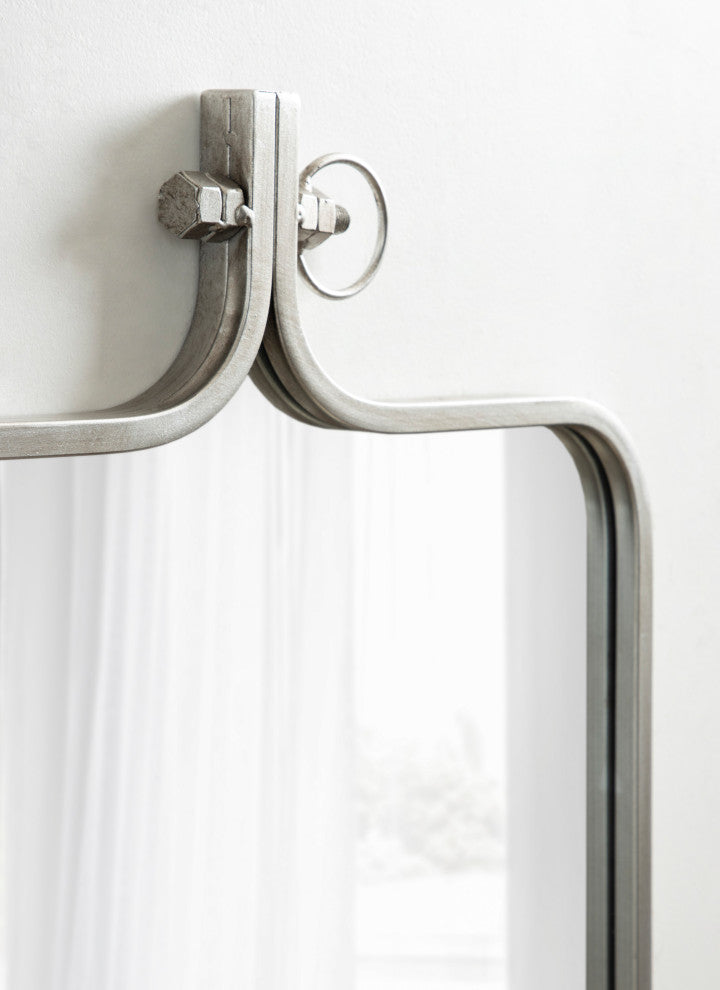Yitro Framed Wall Mirror, Silver, 20"x35"