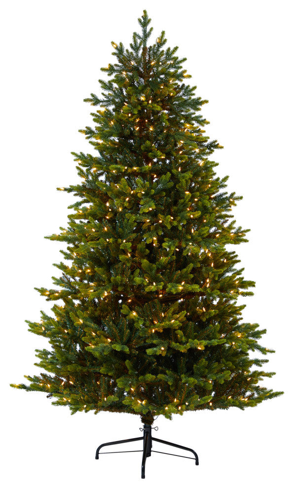7' North Carolina Fir Faux Xmas Tree W/550 Clear Lights & 3703 Bendable Branches