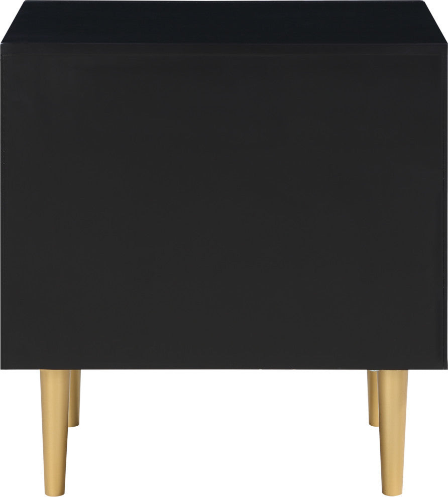 Zayne Wood / Metal Contemporary Nightstand, Rich Black Finish