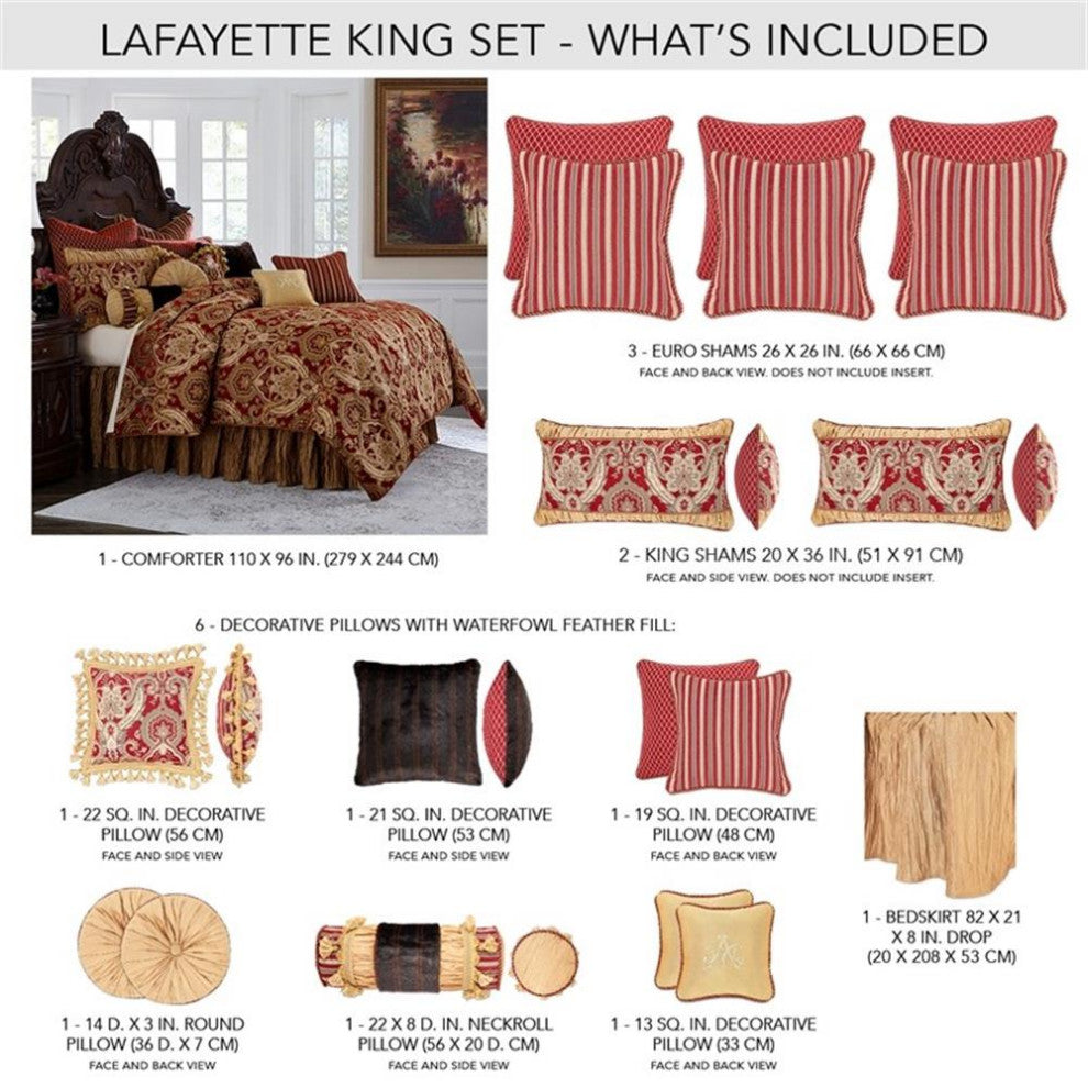 Aico Amini Lafayette 13 pc King Comforter Set in Red