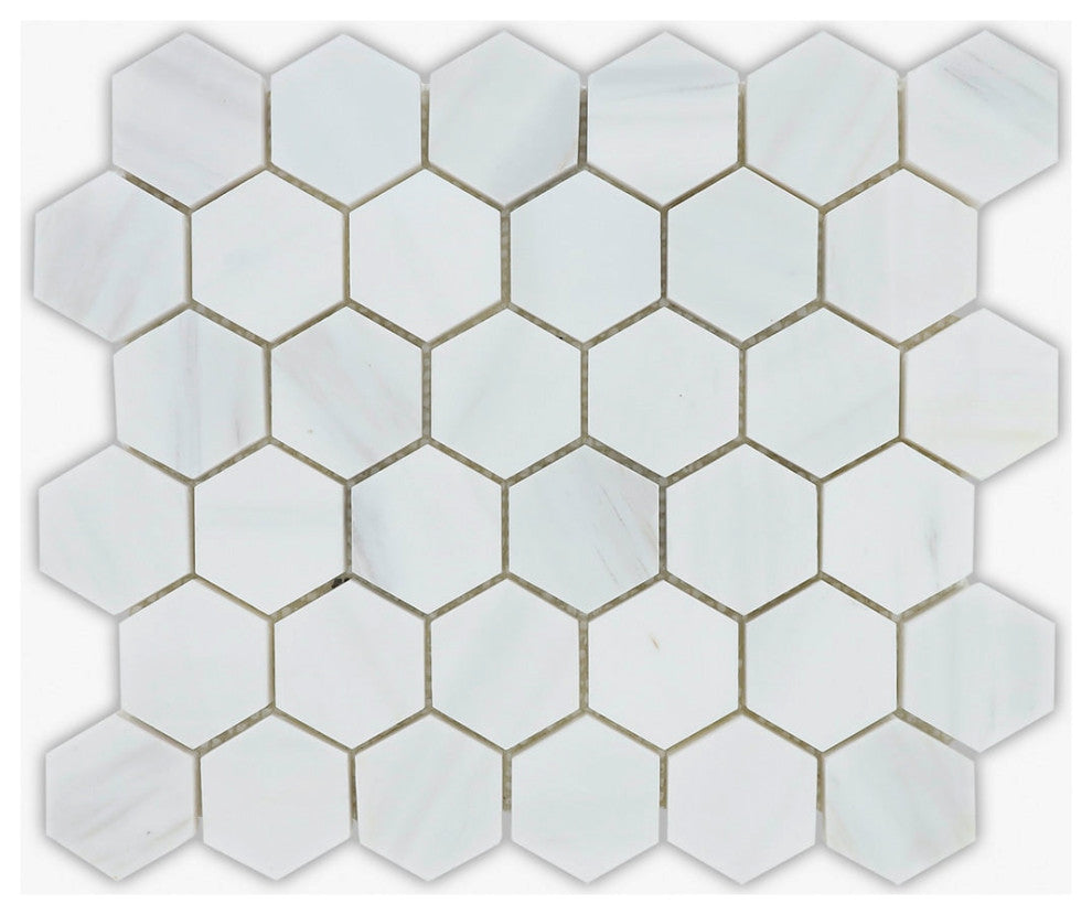 Bianco Dolomiti Polished 2" Hexagon Marble Mosaic