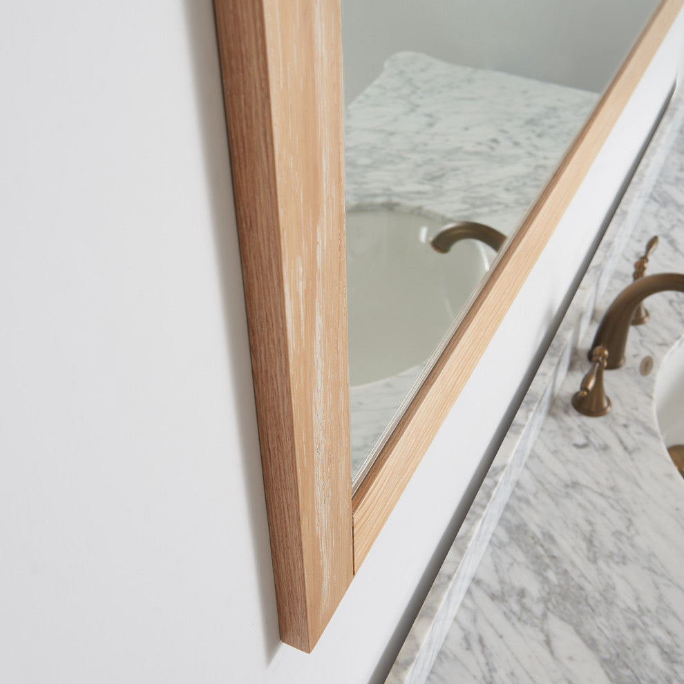 Cortes Rectangular Wall Mount Mirror, Weathered Pine, 48"
