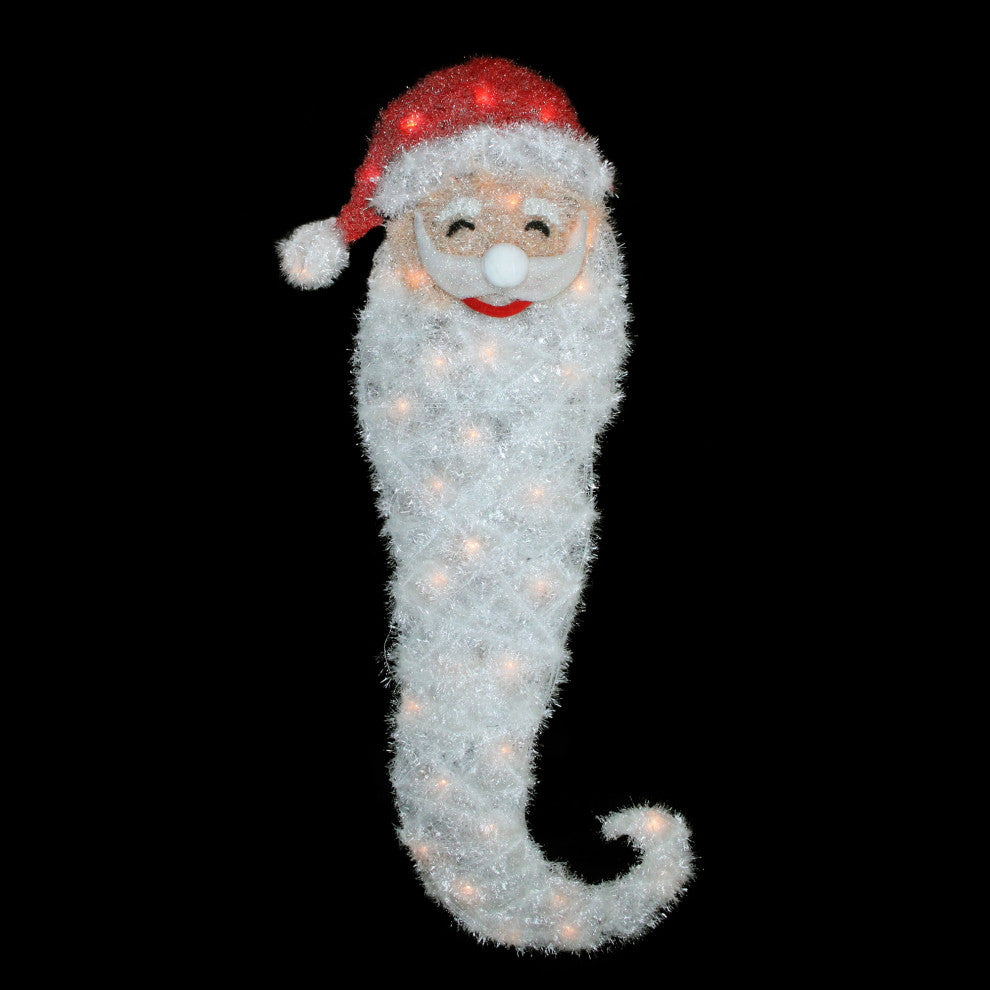 39" Lighted Sisal Santa Face Christmas Yard Art Decoration