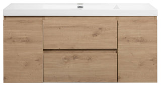Wall-Mount Vanity with Sink Top Oak Finish, 48"