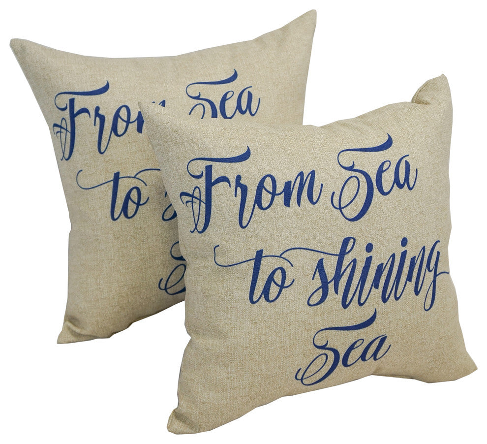 Blazing Needles 17" Polyester Throw Pillows, Set of 2, American Shining Sea