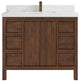 Elizabeth 42 Single Sink Bath Vanity in Dark Walnut Teak 2" Calacatta Laza