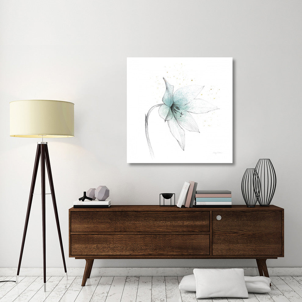 "Teal Graphite Flower VIII" Digital Paper Print by Avery Tillmon, 42"x42"