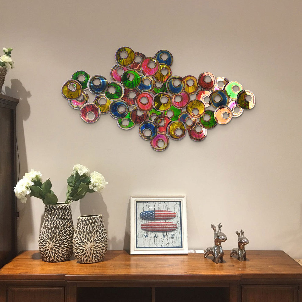 Gathering Metal Wall Art Hand Painted Etched Metal Wall Sculpture