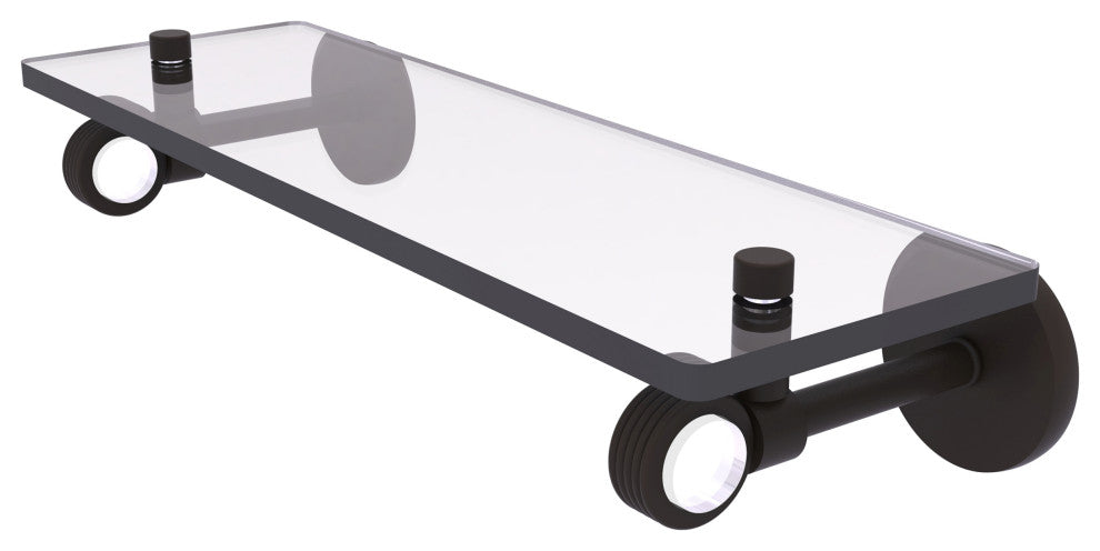 Clearview 16" Glass Shelf with Groovy Accents, Oil Rubbed Bronze