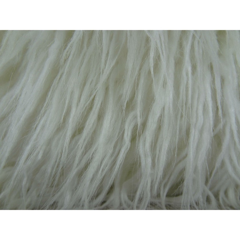 Curly Mongolian Fur White Handmade Throw Pillow, Double Sided 20"x20"