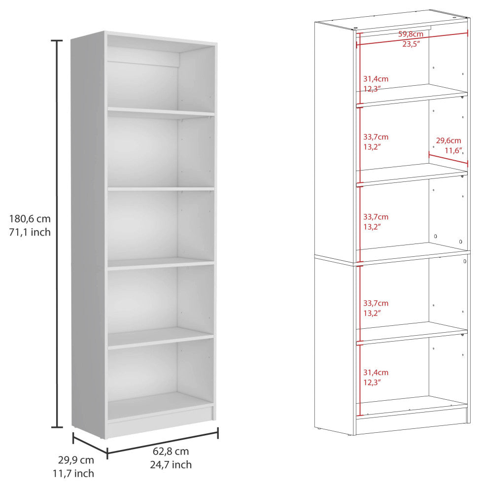 Salina 3 Piece Living Room Set with 3 Bookcases, White