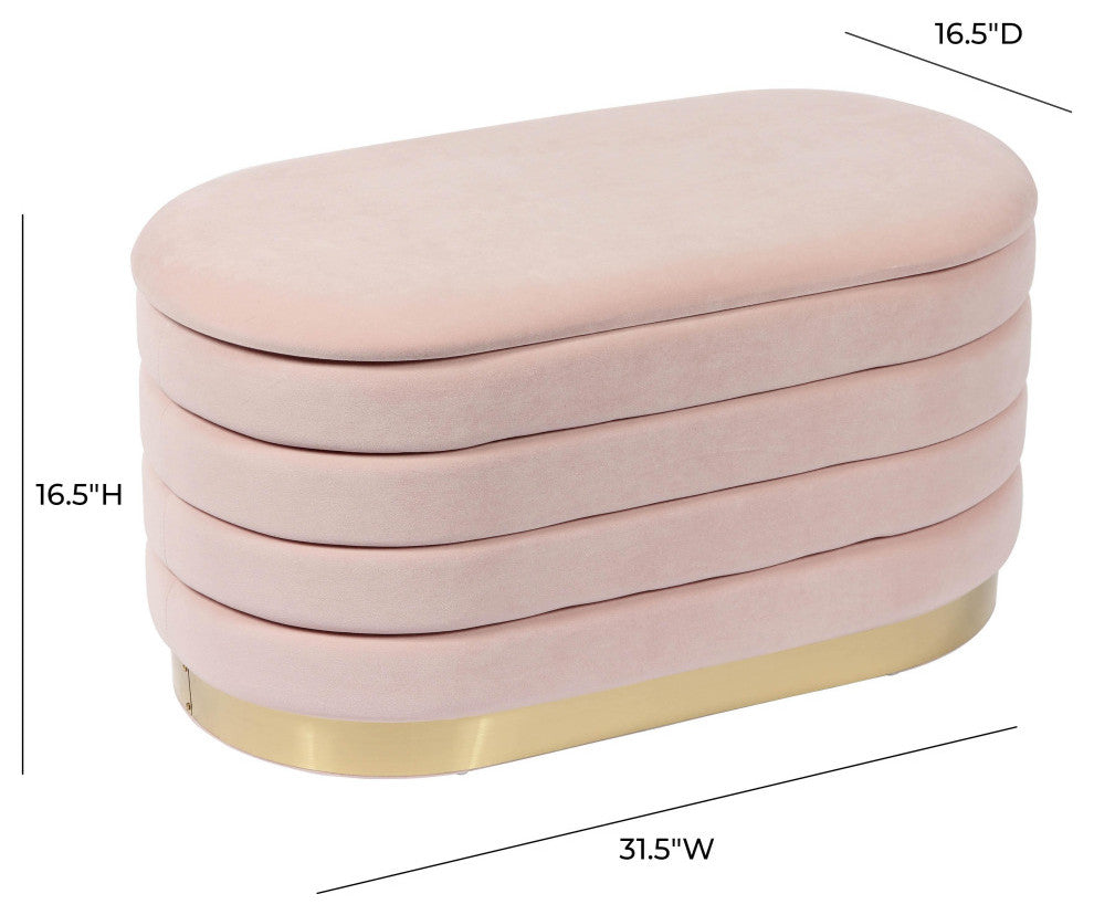 TOV Furniture Lillian Blush Velvet Storage Bench