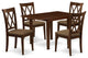 Dining Set For 5- 4 Wood Chairs, An Eye-Catching Table, Mahogany Color Linen