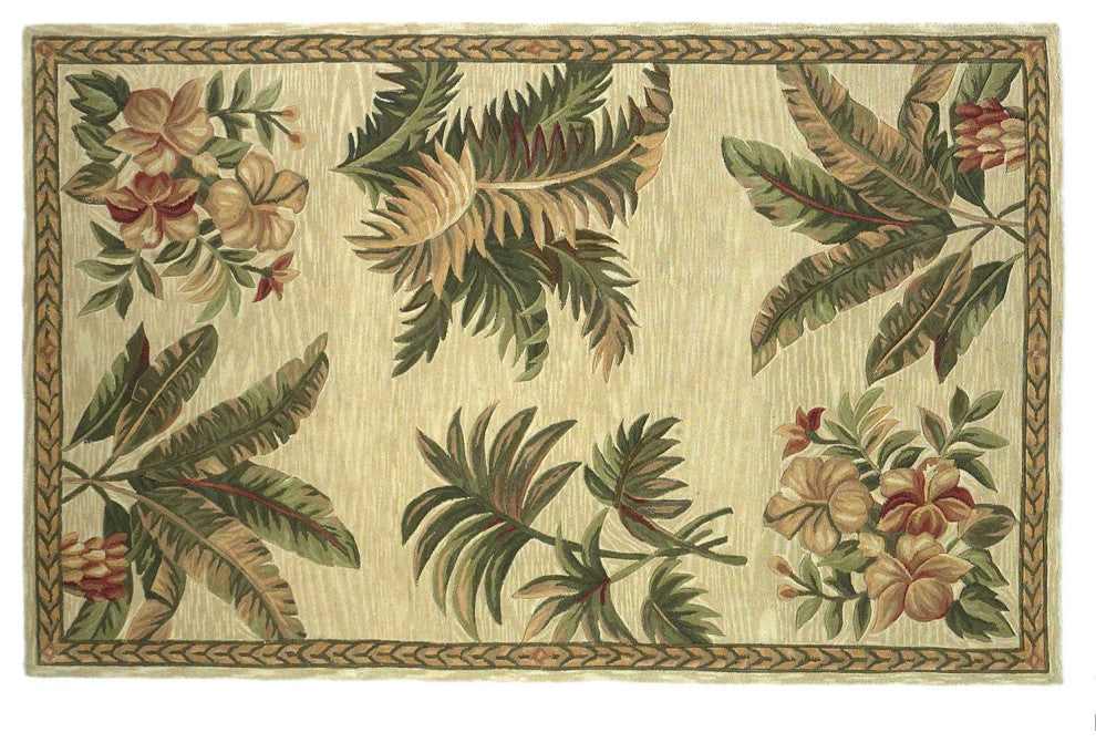 5' X 8'  Wool Ivory  Area Rug