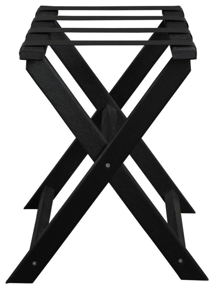 HomeRoots Earth Friendly Black Folding Luggage Rack With Black Straps