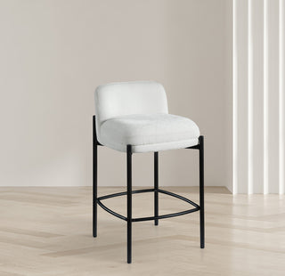 Burton Chenille Fabric Upholstered Stool (Set of 2), Cream
