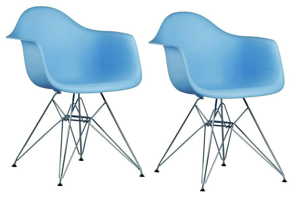 EZ Mod 2 Eiffel Molded Chrome Arm chairs, Blue