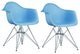 EZ Mod 2 Eiffel Molded Chrome Arm chairs, Blue