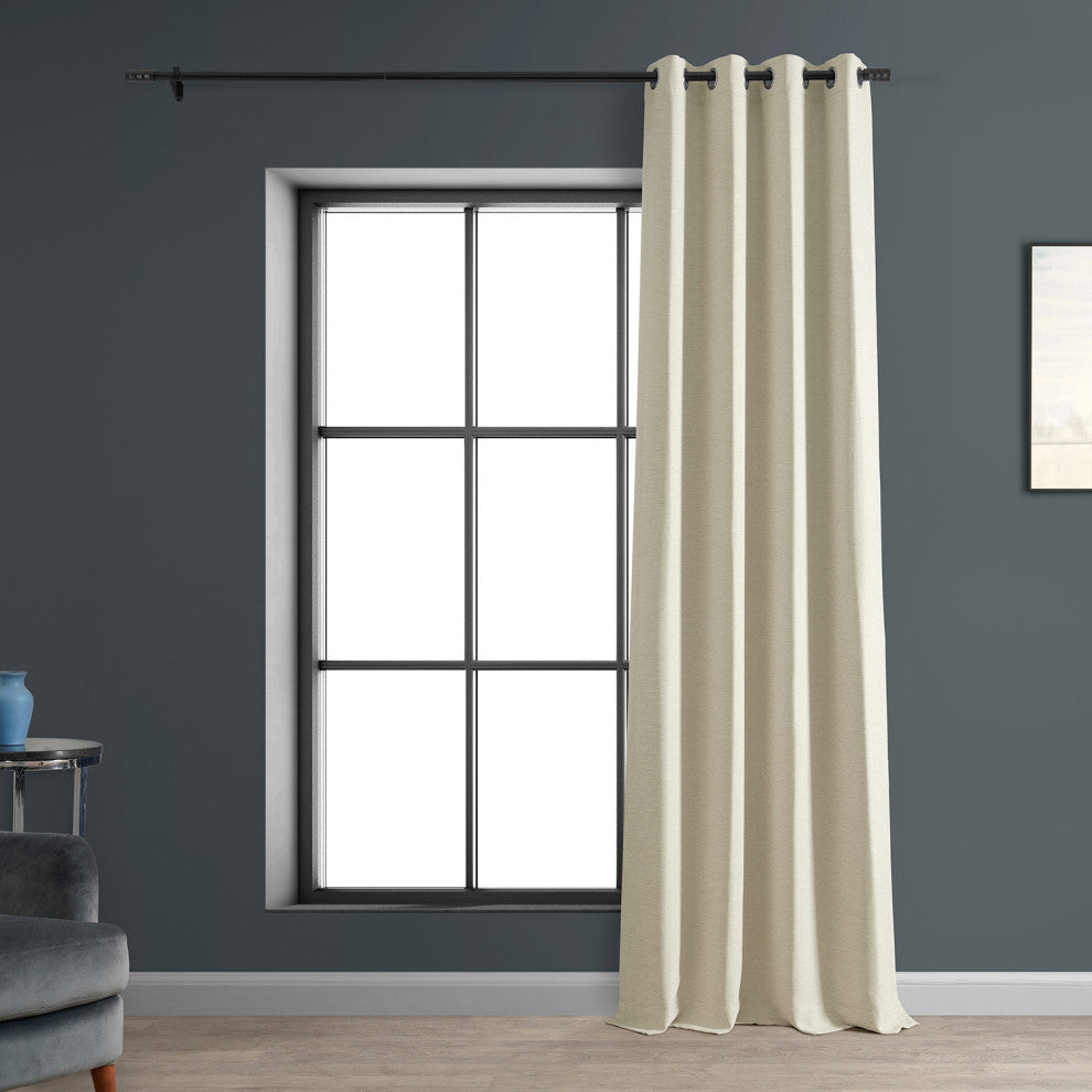 Oat Cream Bellino Grommet Blackout Room Darkening Curtain Single Panel, 50"x108"