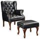Butto Tufted Accent Chair with Ottoman, Black